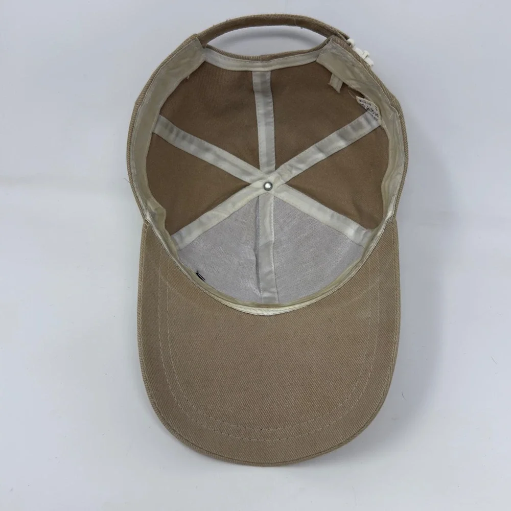 Vintage Nike Swoosh Hat Tan Khaki Made in Korea Adjustable Zip Strap Cap